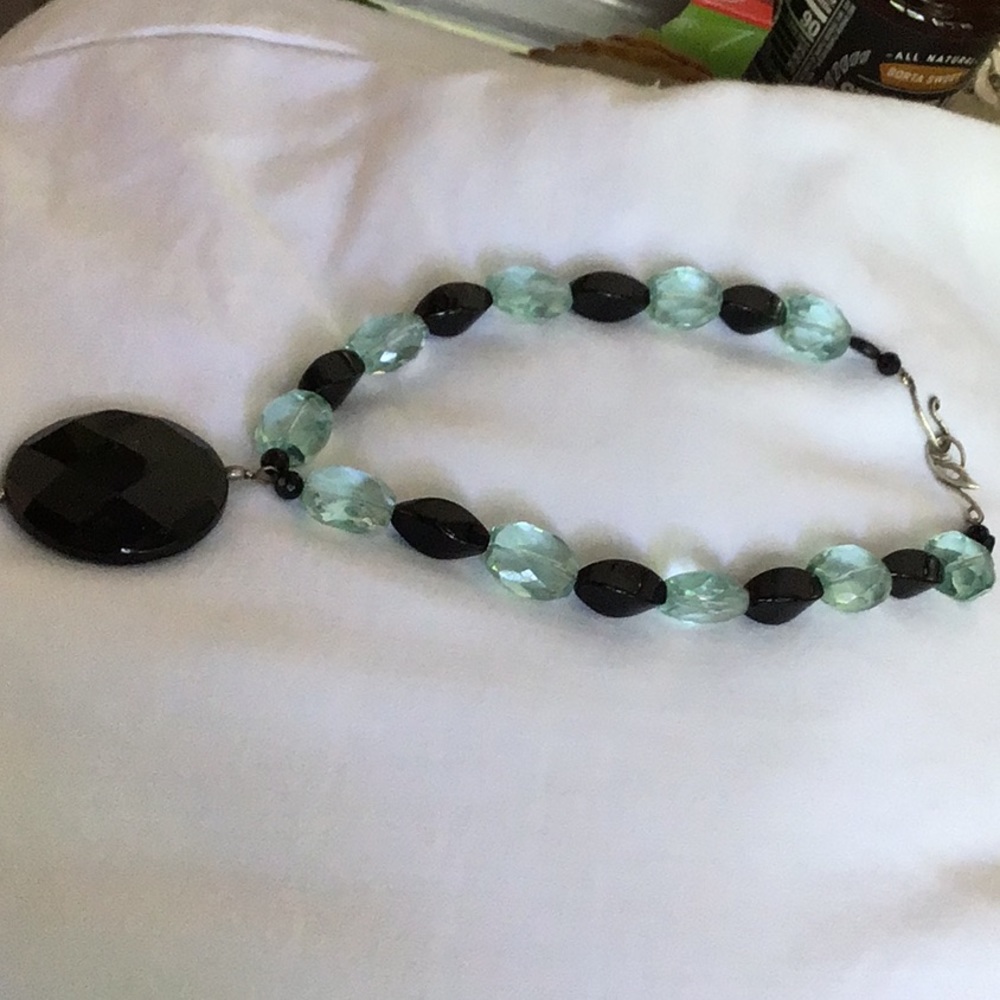 💓💓Black onyx & aqua marine necklace💓💓